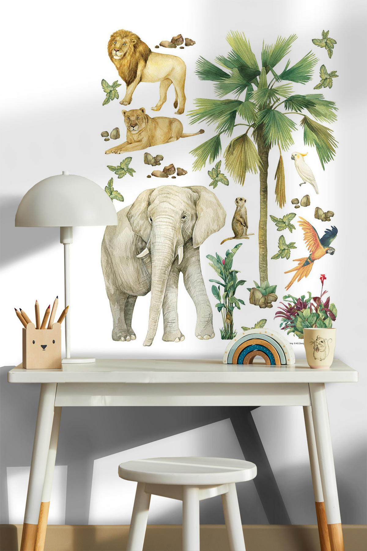 WANDTATTOO Dschungeltiere 85 x 65 cm - Grün, Papier (85/65/65cm) - Sanders & Sanders
