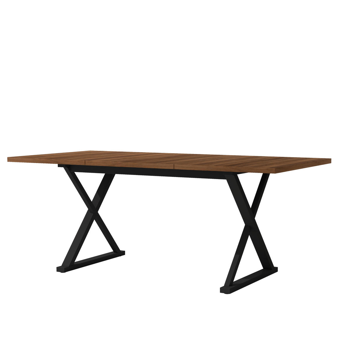 ESSTISCH 180/90/75 cm walnussfarben aus MDF mit X-förmigen Metallbeinen - Walnussfarben, Holzwerkstoff (180/90/75cm) - OKWISH