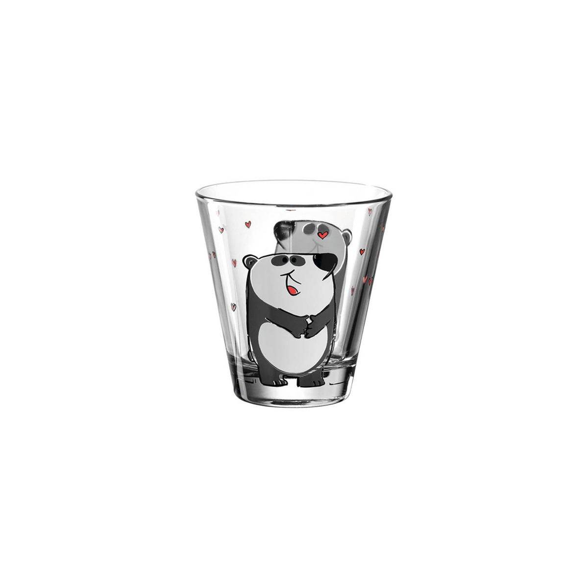 KINDERTASSE UND TRINKGLAS Bambini Panda 2er Set - Schwarz/Weiß, Glas (0.001L) - Leonardo Living