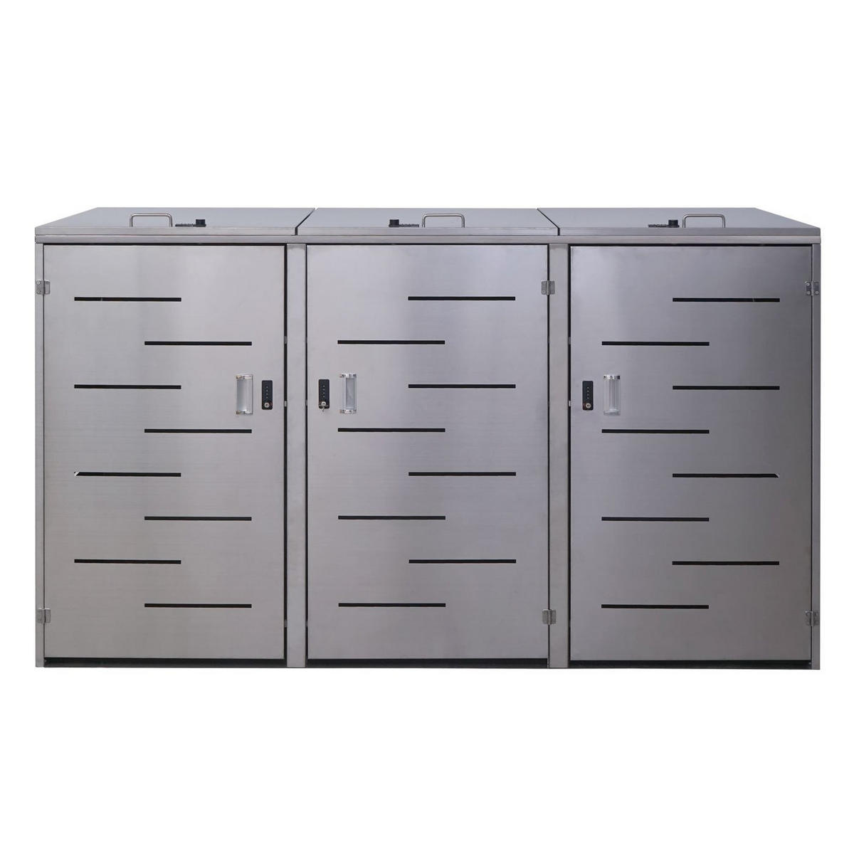 MÜLLTONNENBOX XL 3er-/6er 116x212x98cm erweiterbar Edelstahl 85kg - Silberfarben, Metall (212/116/98cm) - PROREGAL