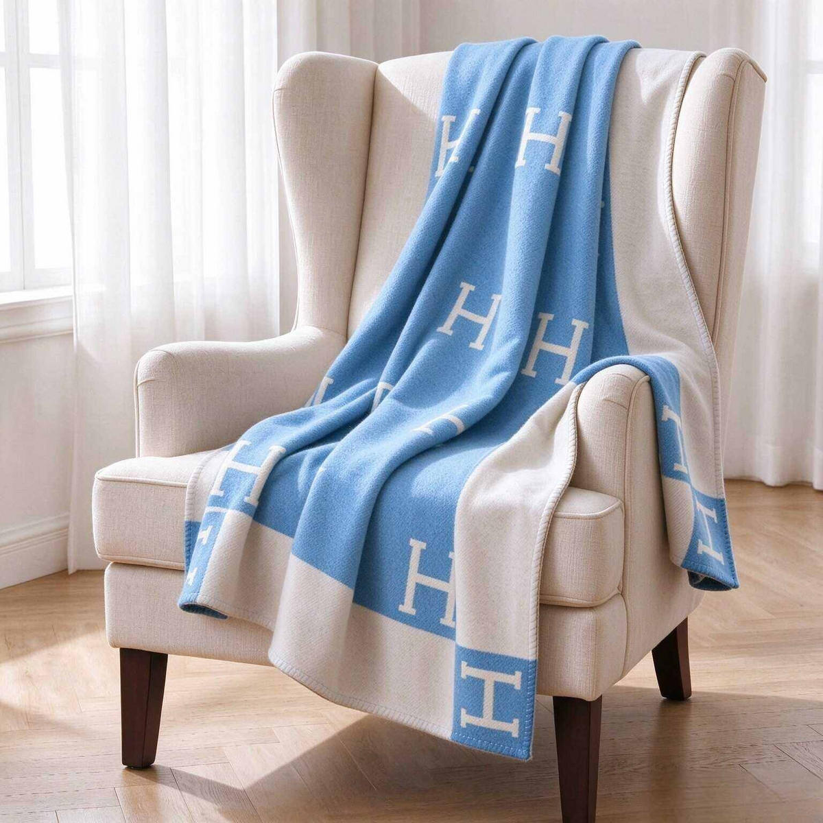 WOHNZIMMERDECKE - 130 x 180 cm - Pastellblau - Pastellblau, Textil (130/180cm)