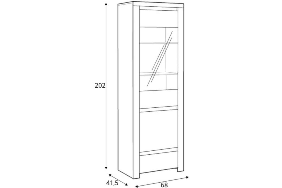 VITRINENSCHRANK DAMINO teilweise verglast, weiß - Eiche Wotan/Weiß, Holz (68/202/42cm) - KONSIMO®