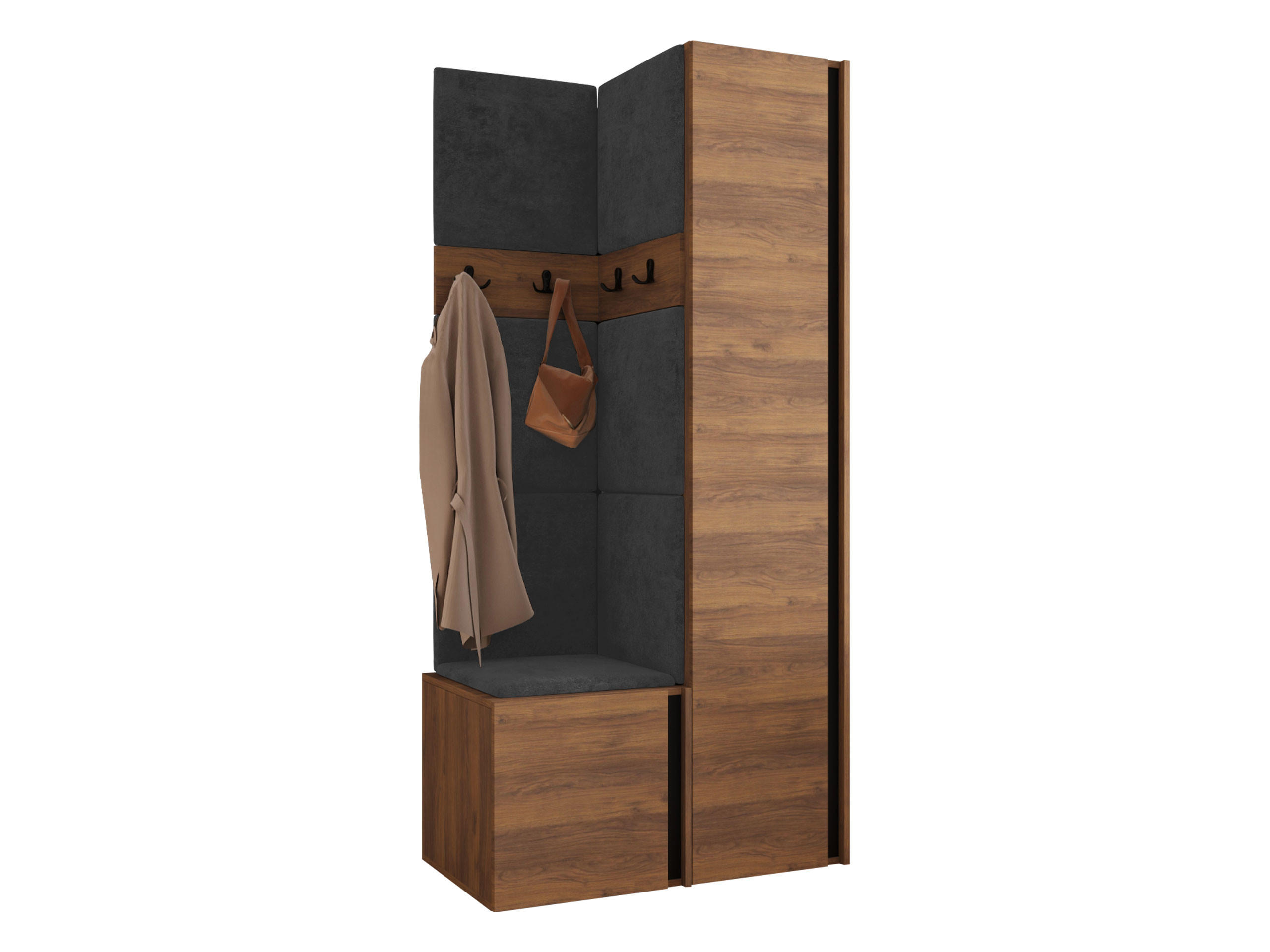 Mirjan24 Garderoben-Set Nussbaum, Anthrazit 82x186x46 cm