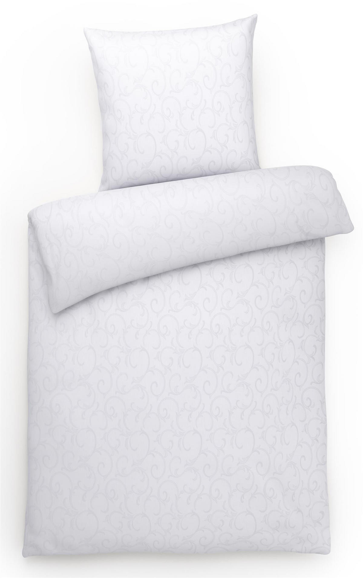 DAMAST-BETTWÄSCHE 155x220 Mako Brokat Bettbezug Ornamente Muster Weiß - Made in Germany - Weiß, Textil (155/220cm) - Carpe Sonno