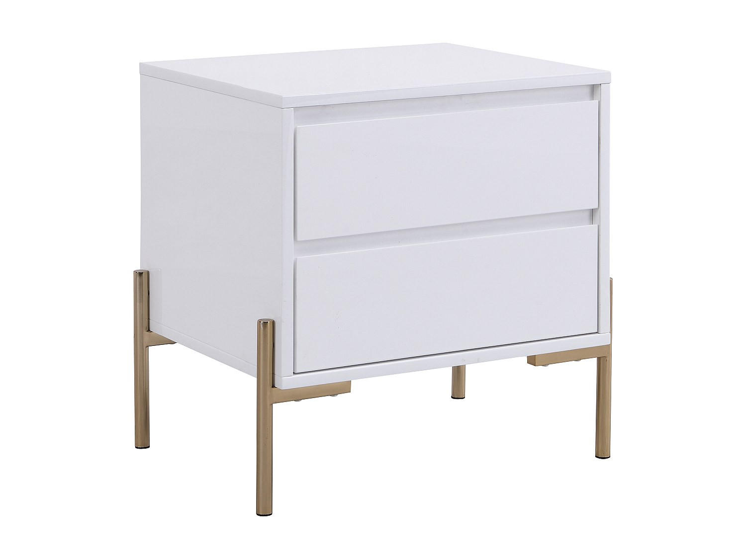 NACHTTISCH mit 2 Schubladen - MDF & Metall - Goldfarben & Weiß lackiert - KORASA - Weiß, Holz (40/50/50cm) - Pascal Morabito