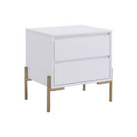 NACHTTISCH mit 2 Schubladen - MDF & Metall - Goldfarben & Weiß lackiert - KORASA - Weiß, Holz (40/50/50cm) - Pascal Morabito