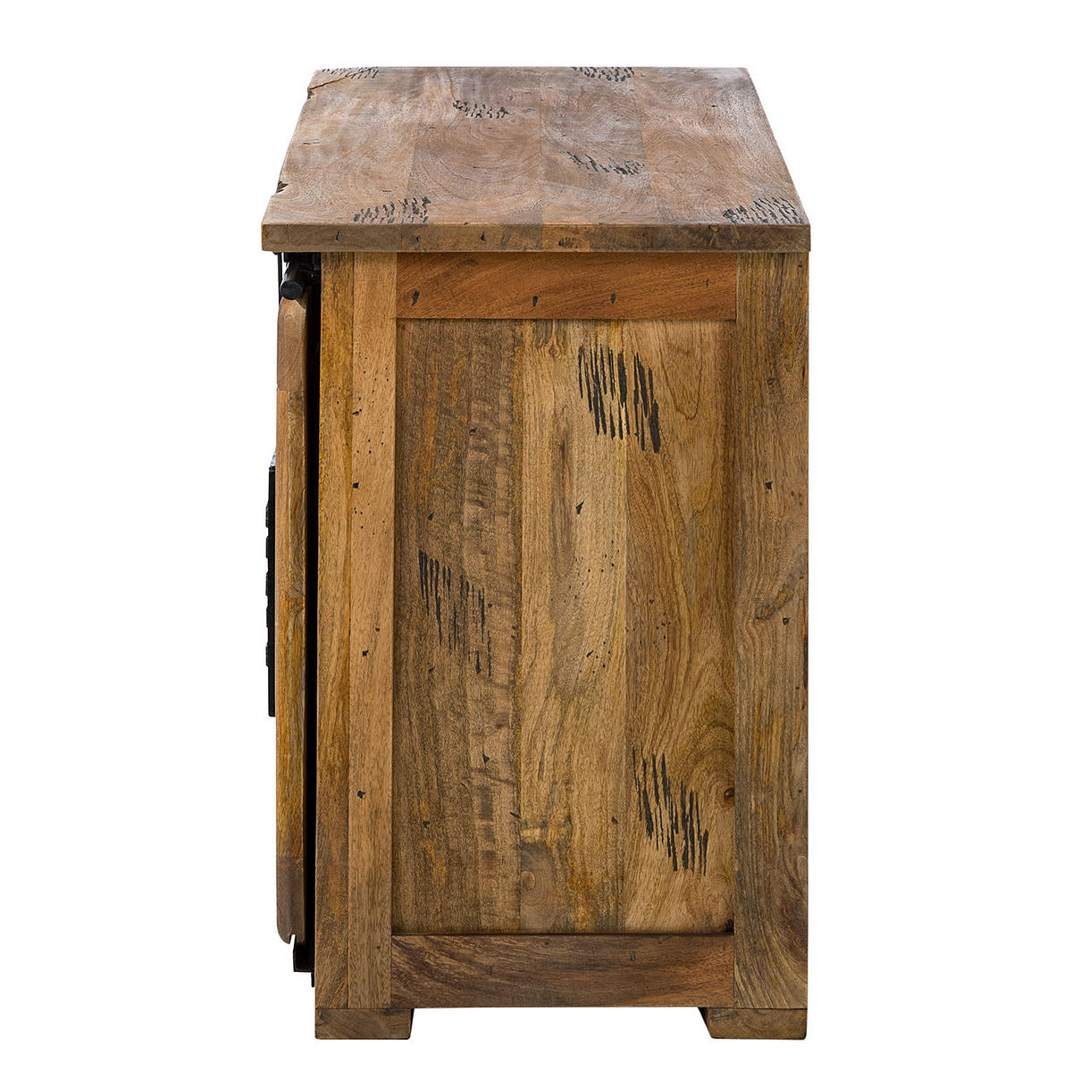 SIDEBOARD - Mango massiv / Eisen - Mango / Schwarz - Braun, Holz/Metall (128/70/45cm) - home24