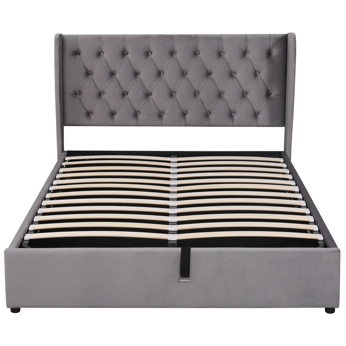 POLSTERBETT mit Bettkasten 140x200 cm Samt Grey - Grau, Metall (140/200cm) - Meubliv