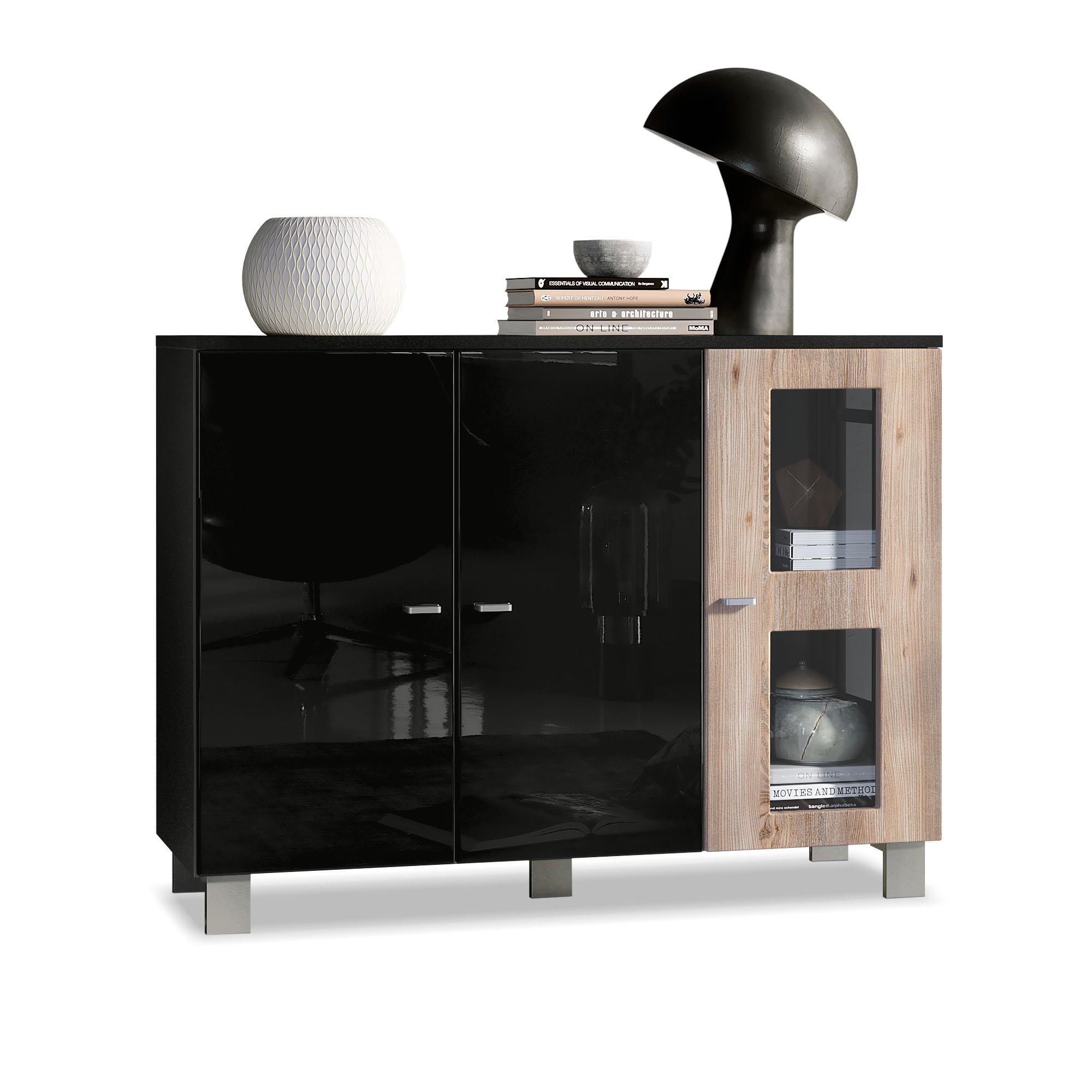 SIDEBOARD Denjo Tür in Eiche Nordic - Silbereichenfarben, Holzwerkstoff (107/81/35cm) - Vladon
