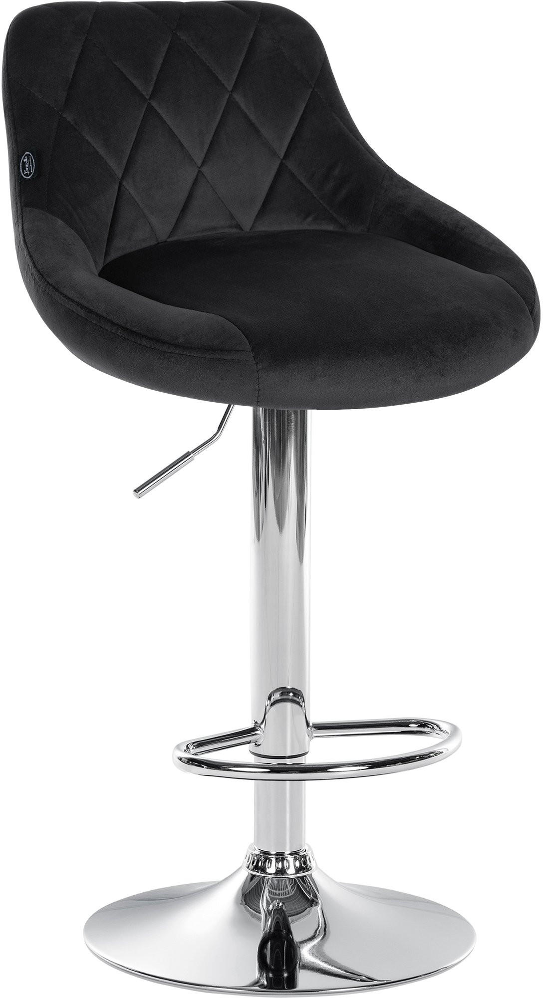 BARHOCKER 2er Set Samt schwarz - Chromfarben/Schwarz, Textil/Metall (46/83/49cm) - CLP