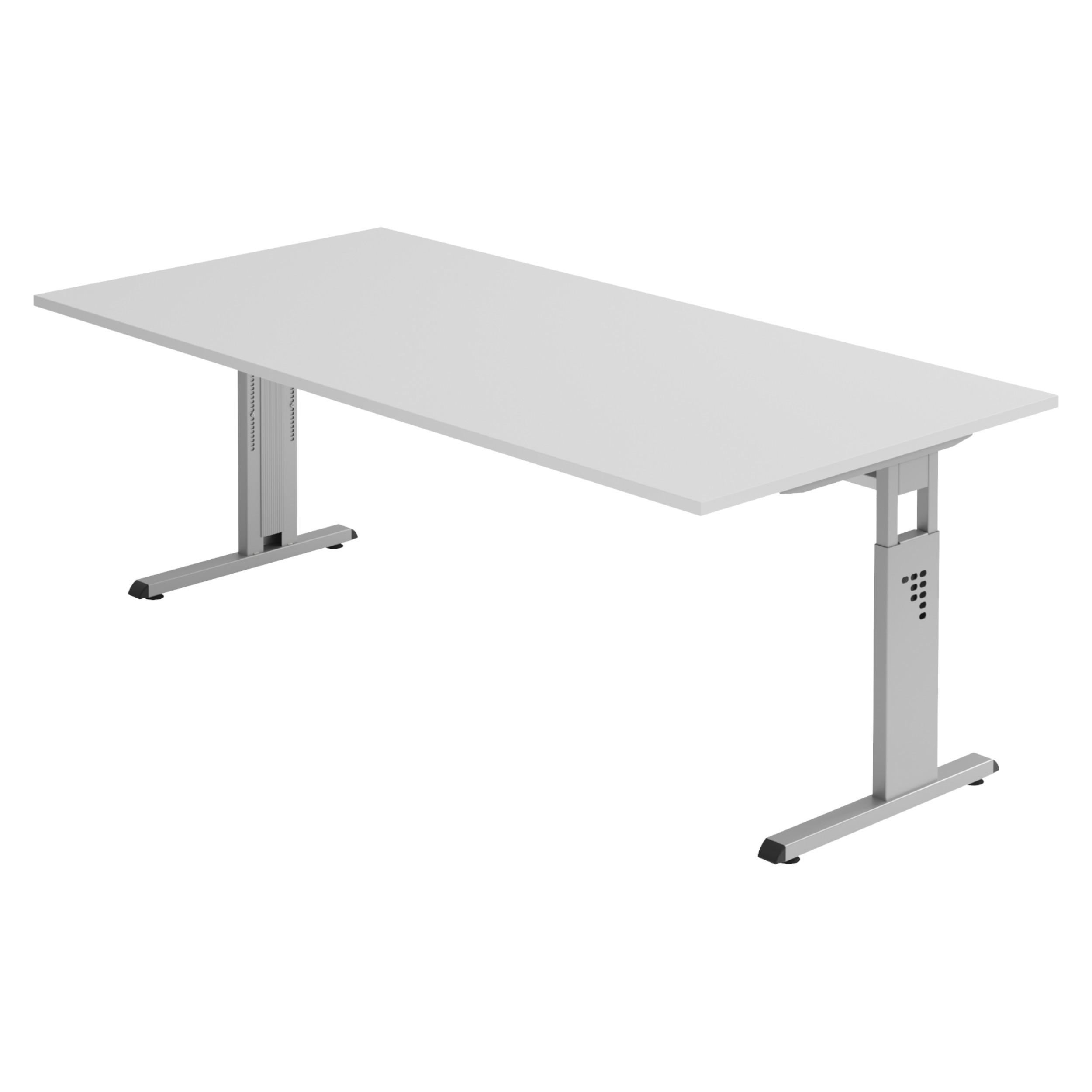 SCHREIBTISCH Serie-O 100/200/74 cm in Grau/Silberfarben - Silberfarben/Grau, Holzwerkstoff (100/200/74cm) - bümö