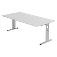 SCHREIBTISCH Serie-O 100/200/74 cm in Grau/Silberfarben - Silberfarben/Grau, Holzwerkstoff (100/200/74cm) - bümö