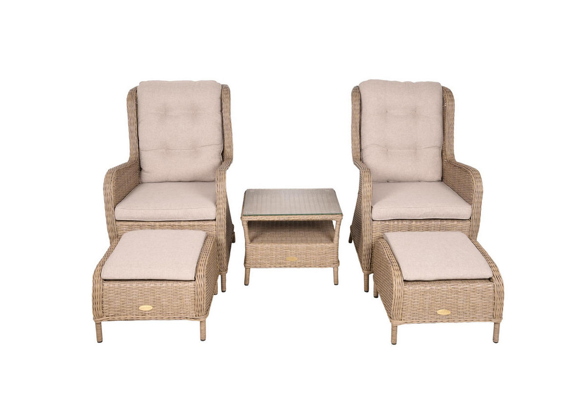 GARTENSTUHL Nara mit Beistelltisch Beige Gartenstuhl-Set - Beige, Kunststoff (68/98/90cm) - DELUKE