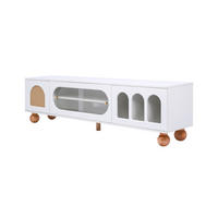 TV Lowboard Rattan, Glasschiebetür, Weiß - Weiß, Holz (170/47/37cm)