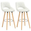 BARHOCKER 2er Set, aus Kunstleder, Holzgestell, Weiß - Buchefarben/Weiß, Holz/Textil (43/91/43cm) - Woltu