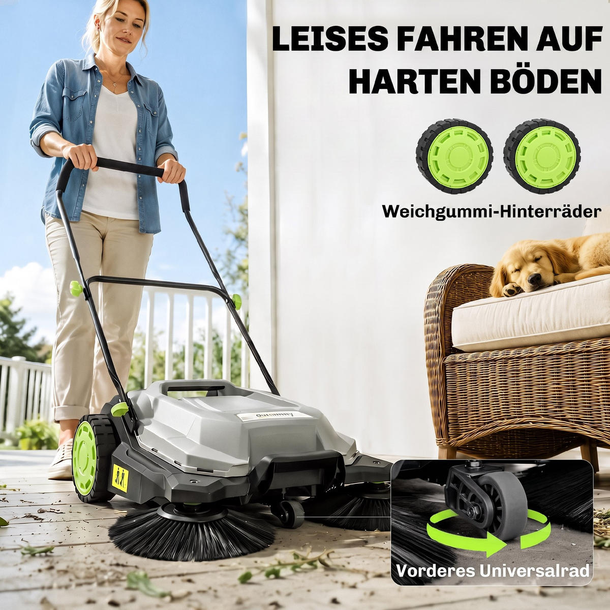 HANDKEHRMASCHINE Kunststoff TPE Grau - Grau, Kunststoff (69/93/118cm) - Outsunny
