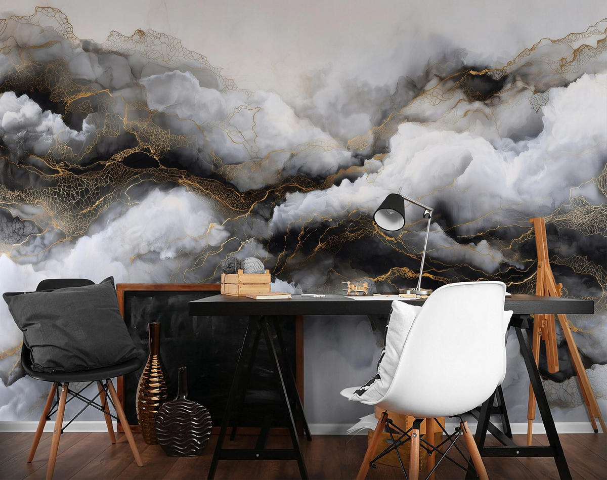 FOTOTAPETE Marmor Abstrakt Grau 300x210 cm - Multicolor, Papier (300/210cm) - Wallarena