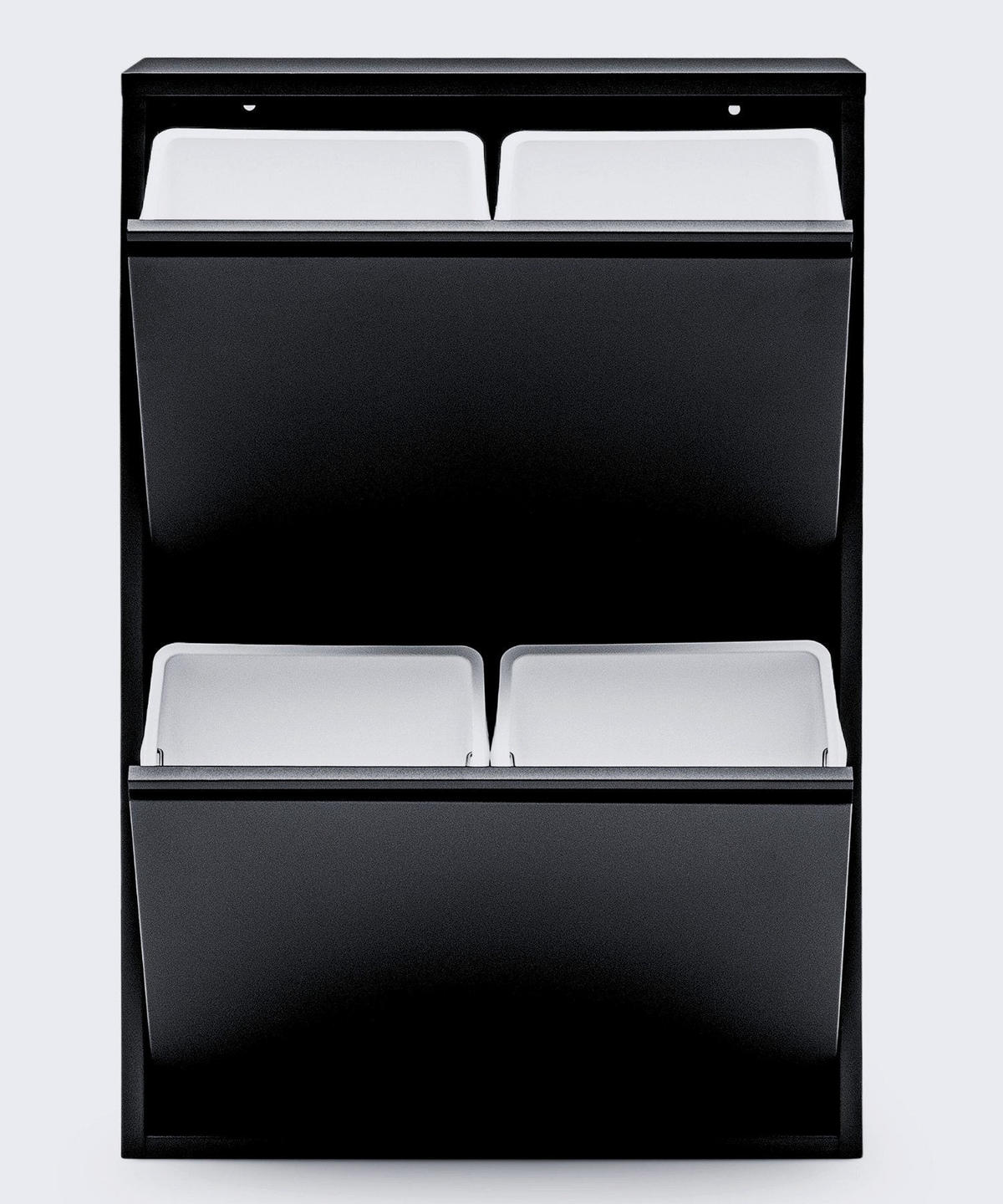 MÜLLEIMER 4 Fach Schwarz Mülltrennsystem aus Metall - Schwarz, Metall (62/92/25cm) - Gowoll
