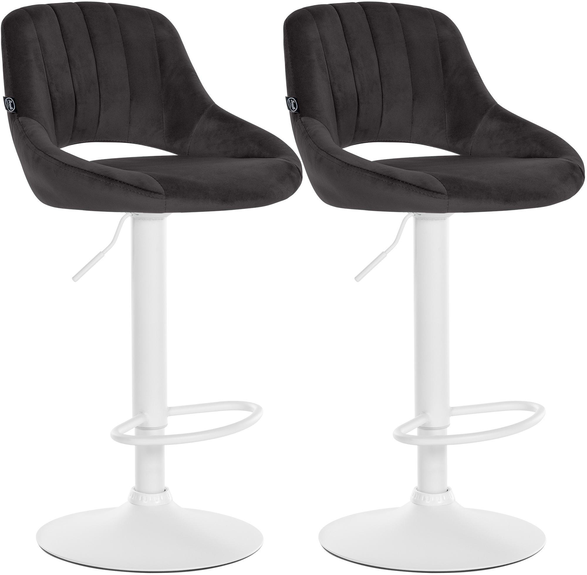 BARHOCKER 2 Samt Schwarz - Schwarz/Weiß, Textil (47/85/48cm) - CLP