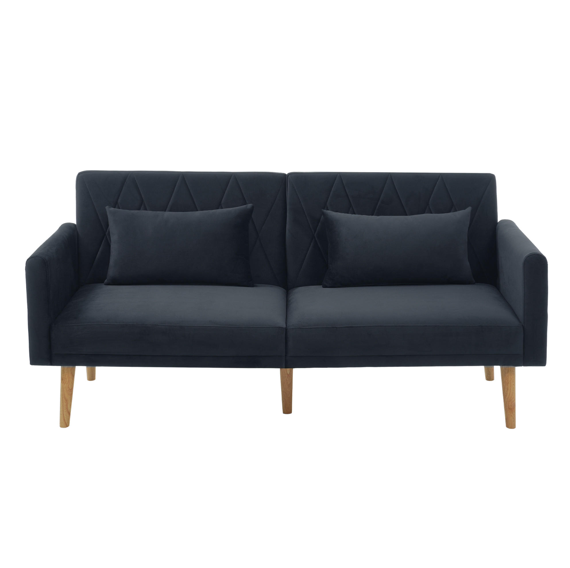 SCHLAFSOFA Samt mit geteilten Rückenlehnen und 5-fach Armlehnen Schwarz 180/75/82 cm - Schwarz, Textil (82/75/180cm) - Redom