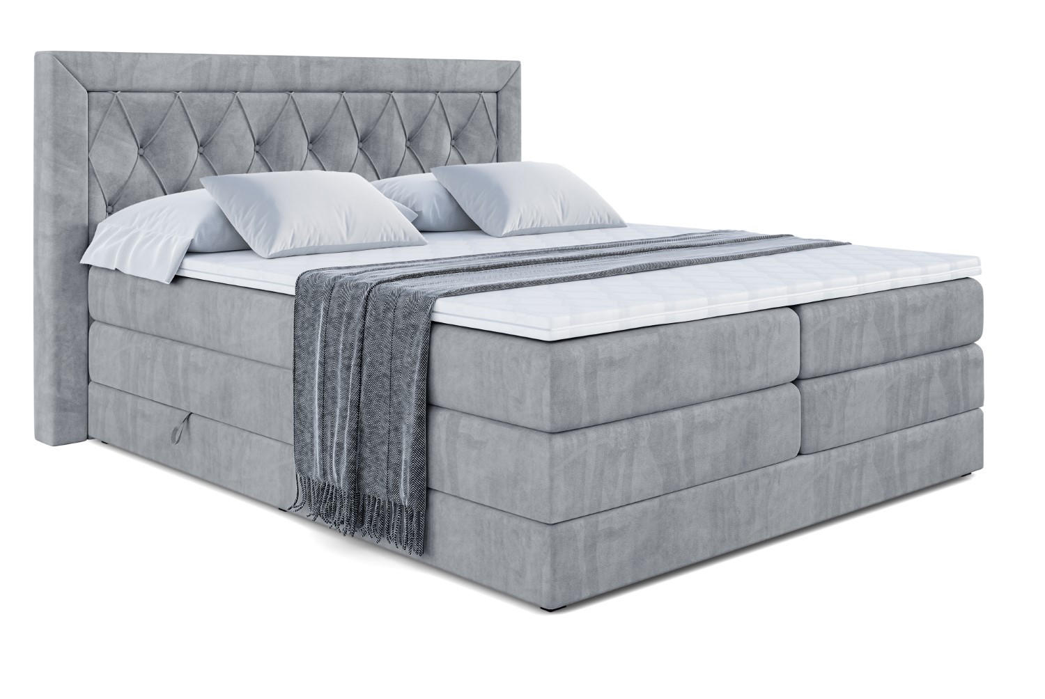 BOXSPRINGBETT NOEL KING - 140 x 200 - H3/H4 - Grau - Grau, Holzwerkstoff (140/200cm) - ALTDECOR