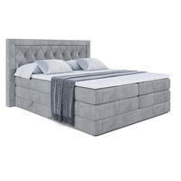 BOXSPRINGBETT NOEL KING - 140 x 200 - H3/H4 - Grau - Grau, Holzwerkstoff (140/200cm) - ALTDECOR