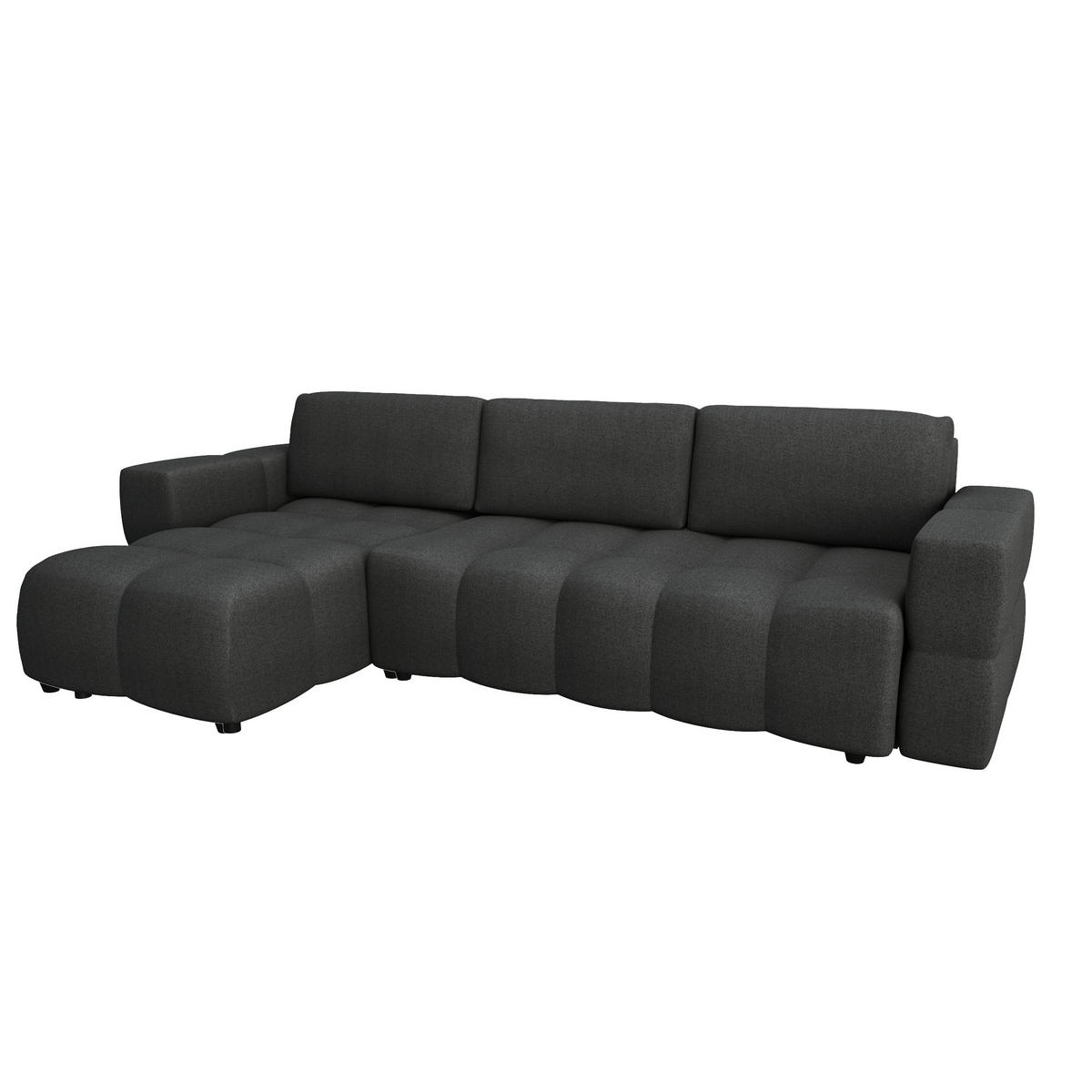 ECKSOFA LINKS Rastergewebe Anthrazitgrau 286cm - Dunkelgrau/Anthrazit, Textil (169/286cm) - Sia Home