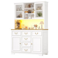 GESCHIRRSCHRANK aus MDF 118x39,5x180cm in Weiß mit LED & Steckdose - Weiß, Holzwerkstoff (118/180/39.5cm) - Modfu