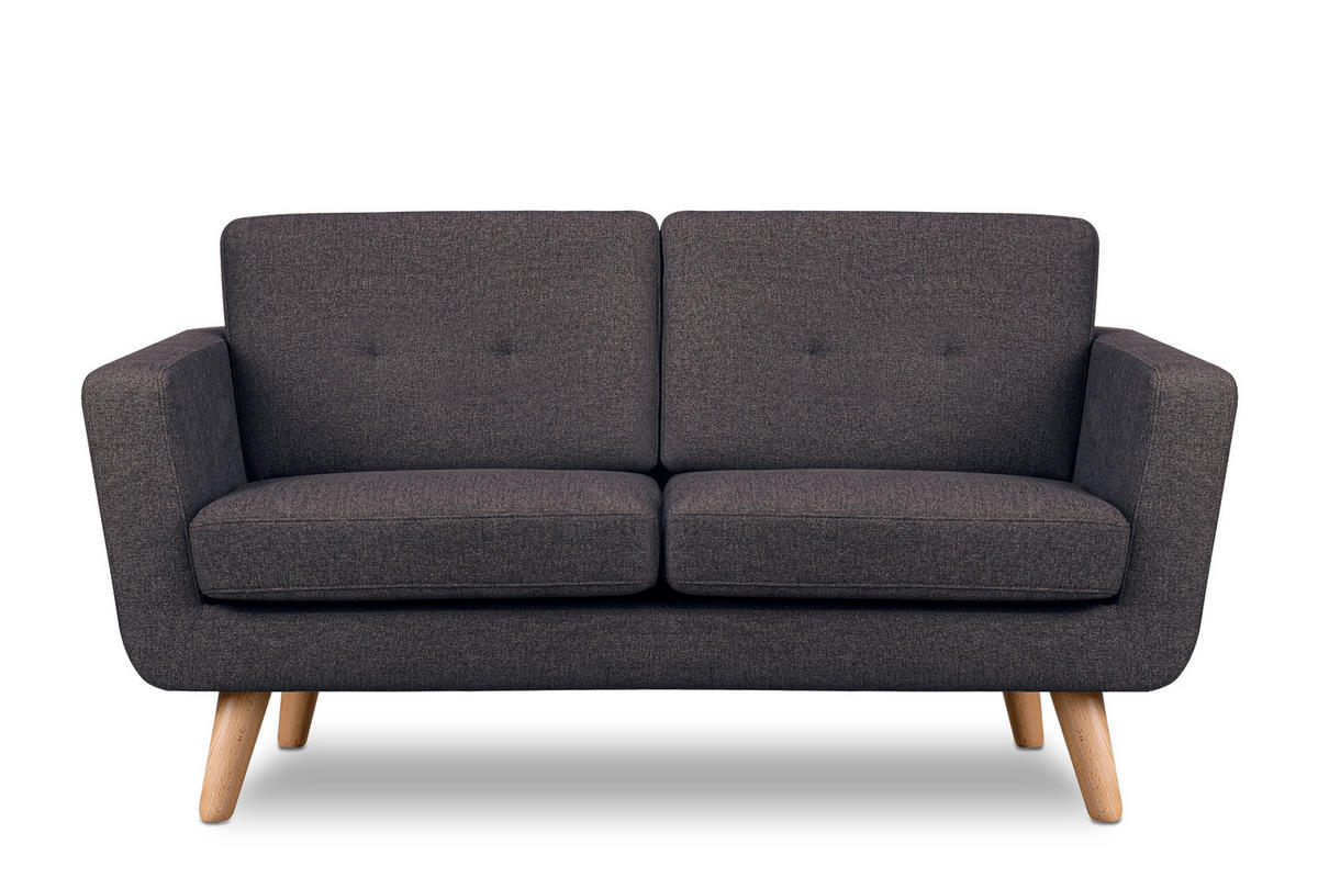 2-SITZER-SOFA TAGIO II mit Armlehnen, Graubraun/Braun - Braun/Grau, Textil (88/80/153cm) - KONSIMO®