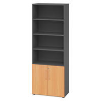 KOMBISCHRANK - 2 plus 4 Ordnerhöhen 42/80/215,6 cm in Graphitfarben/Buchefarben - Buchefarben/Graphitfarben, Holzwerkstoff (80/215.6/42cm) - bümö