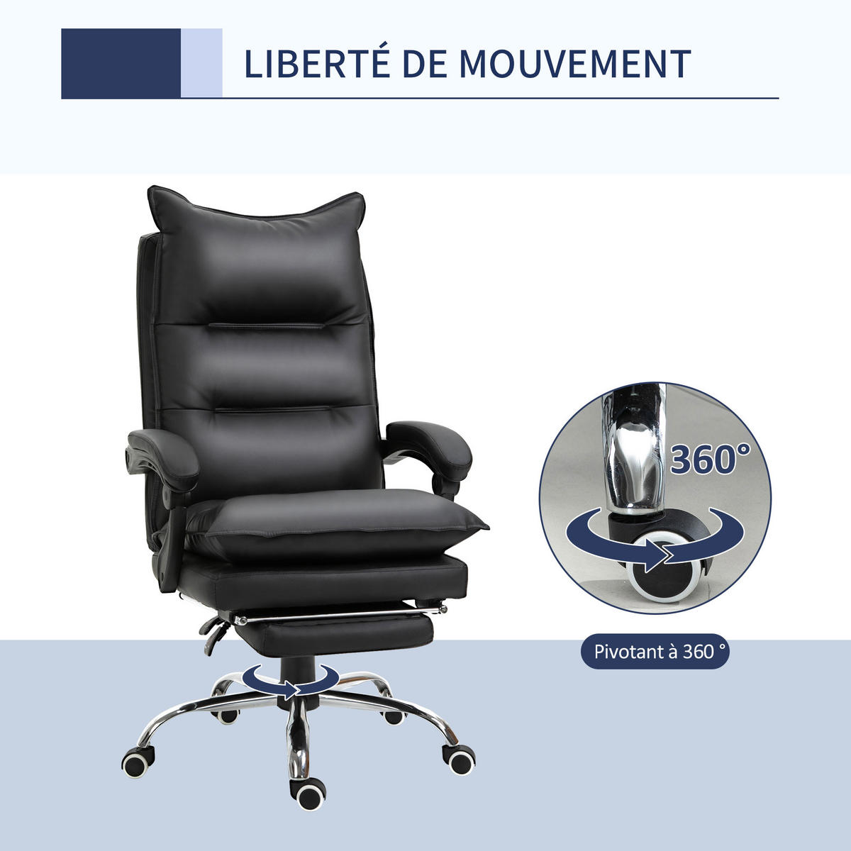 CHEFSESSEL DE-11644 ergonomisch mit verstellbarer Rückenlehne & Fußstütze Schwarz - Schwarz, Metall (72/130/66cm) - ComfortXL