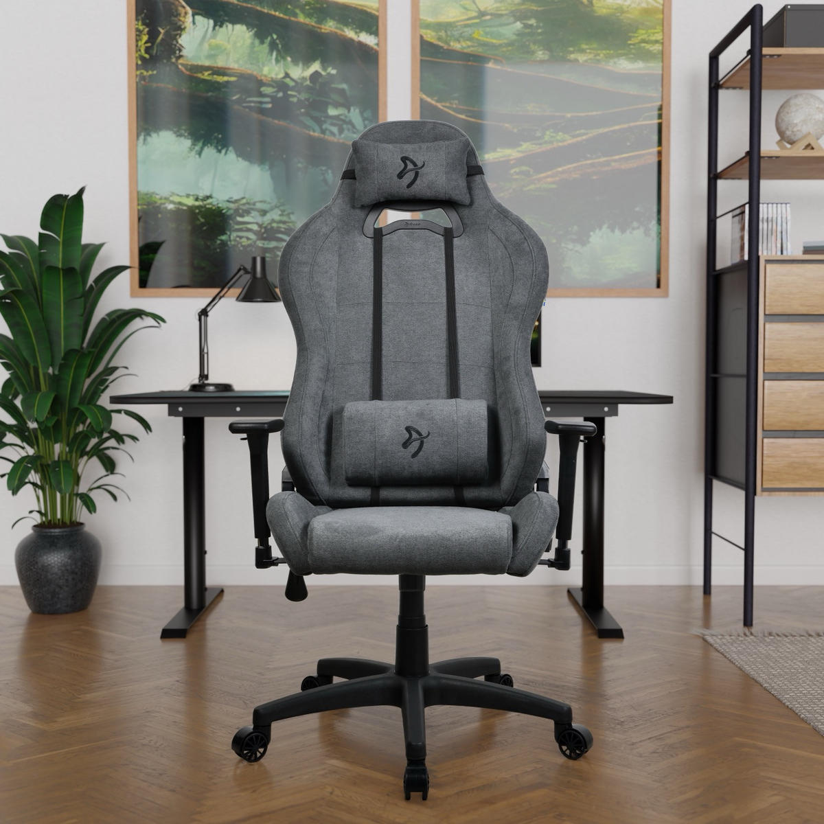 GAMINGSTUHL Torretta SoftFabric™ Esche - Schwarz/Grau, Kunststoff/Textil (70/135/50cm) - Arozzi