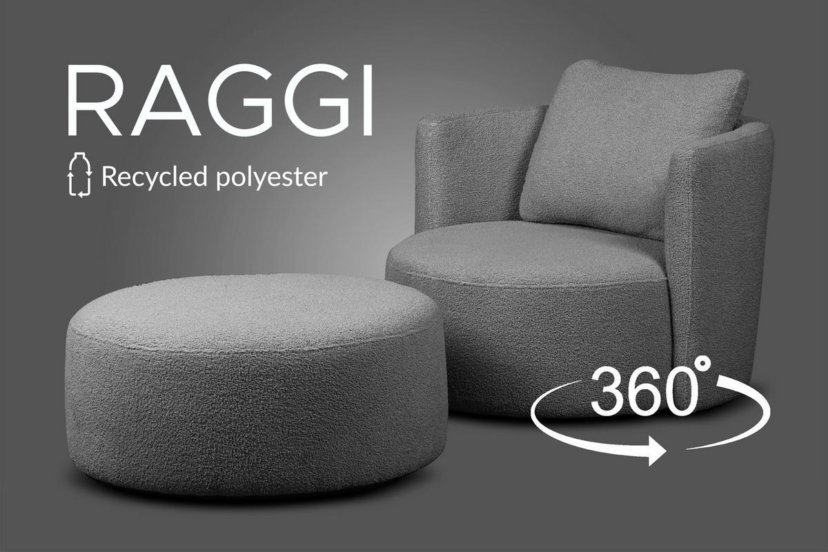 SITZHOCKER RAGGI mit 360° Drehfunktion, dunkelgrau - Dunkelgrau, Textil (80/36/80cm) - KONSIMO®