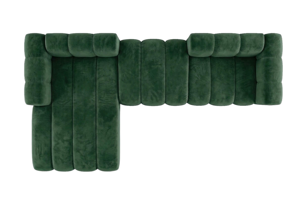 ECKSOFA Modulares In L-Form, Velvet-Stoff Riviera, Grün, Links, GRAND 319 cm - Grün, Holz (319/175cm) - Kaiser Möbel