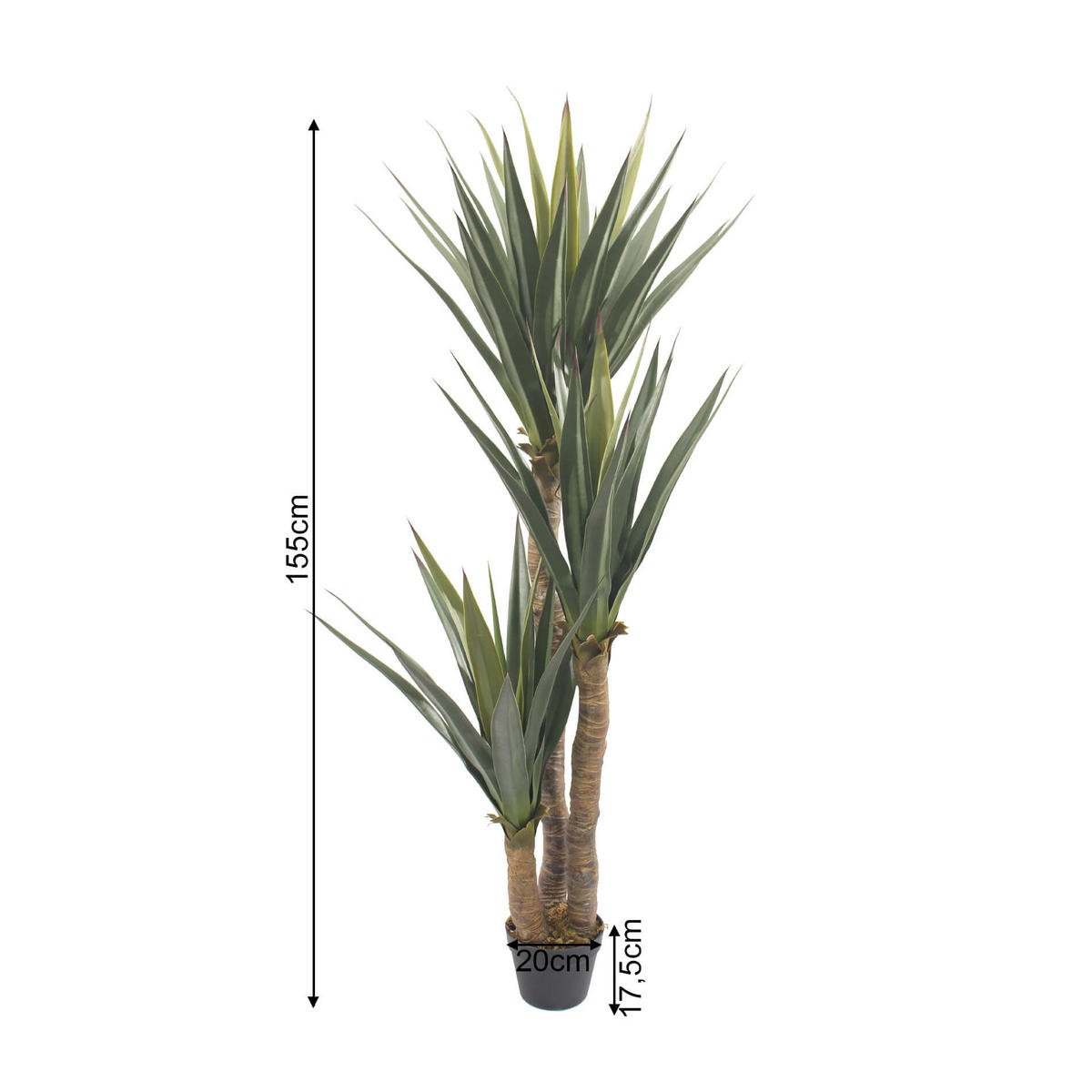 KÜNSTLICHE Yucca 80/80/155 cm - Grün, Kunststoff (150cm) - Mobili Rebecca