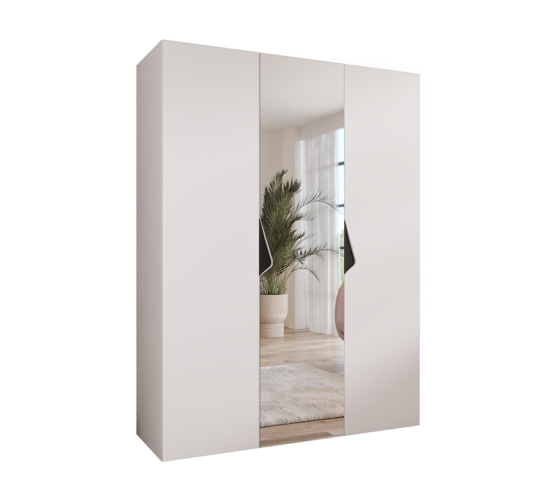 Abiks Möbel DREHTÜRENSCHRANK Weiß, Schwarz 150cm × 52cm × 202cm