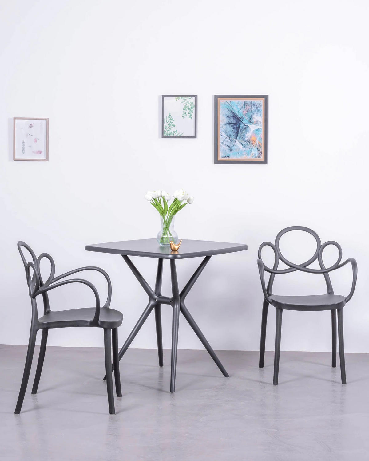 TISCHGRUPPE 5-teilig Kunststoff Schwarz - Schwarz, Kunststoff (72/76/72cm) - Nest Dream