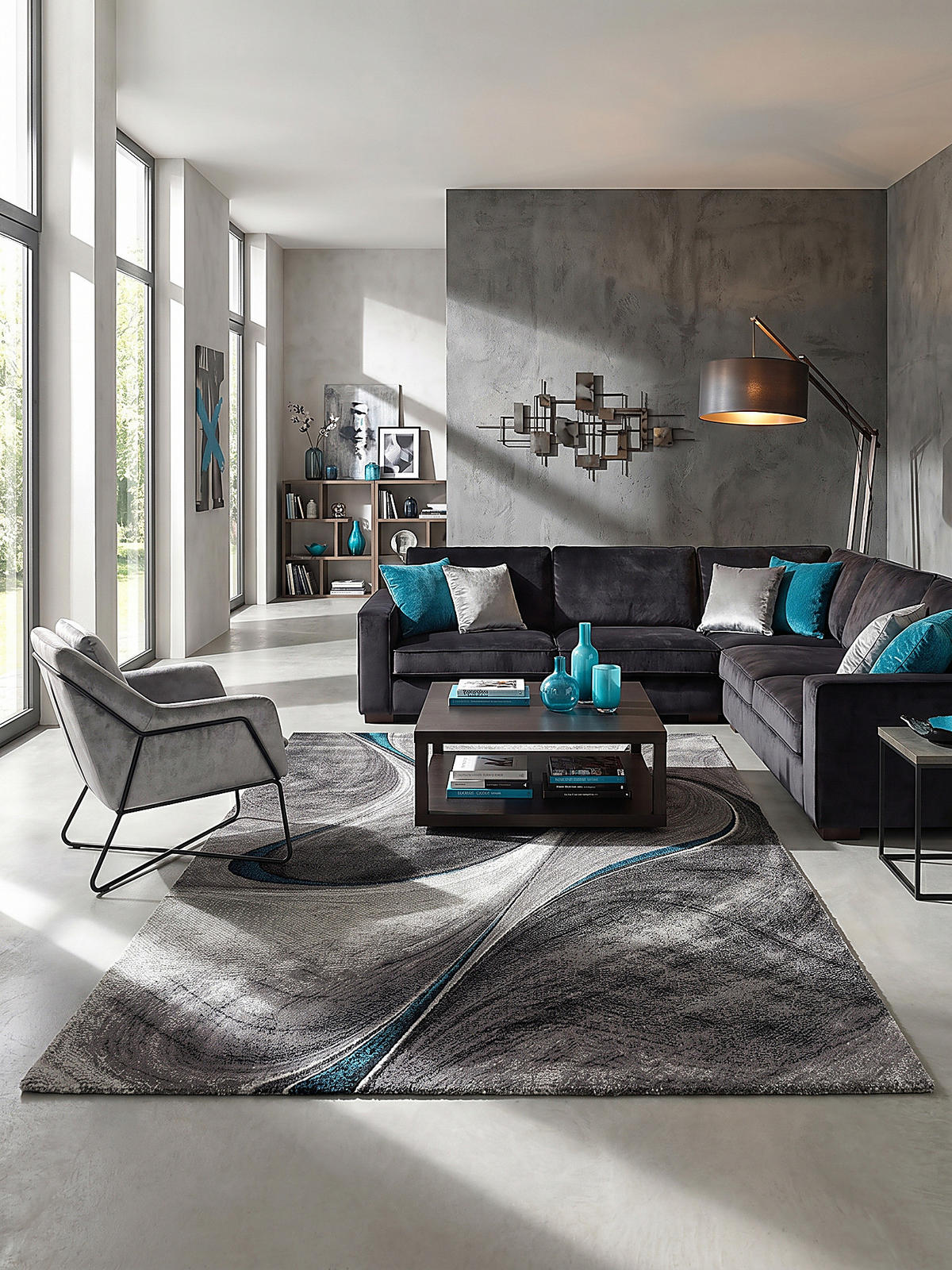 KURZFLORTEPPICH Abstrakt BIENO Polypropylen Grau 160 x 230 cm - Grau, Textil (160/230cm) - KADIMA DESIGN