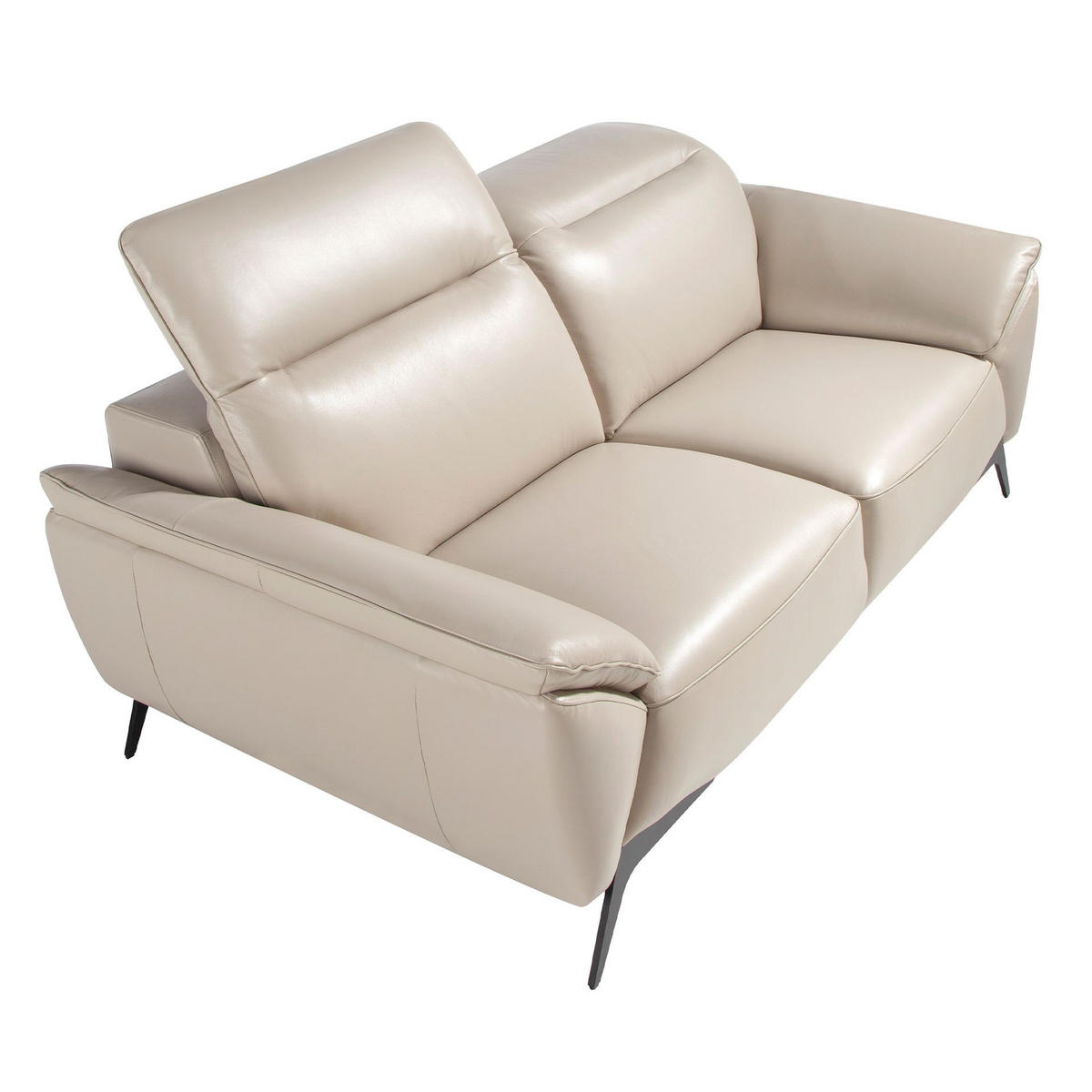 SOFA 2-sitziges Sofa aus Leder in taupe 191/107/102 cm - Dunkelgrau/Schwarz, Leder (191/102/107cm) - ANGEL CERDA