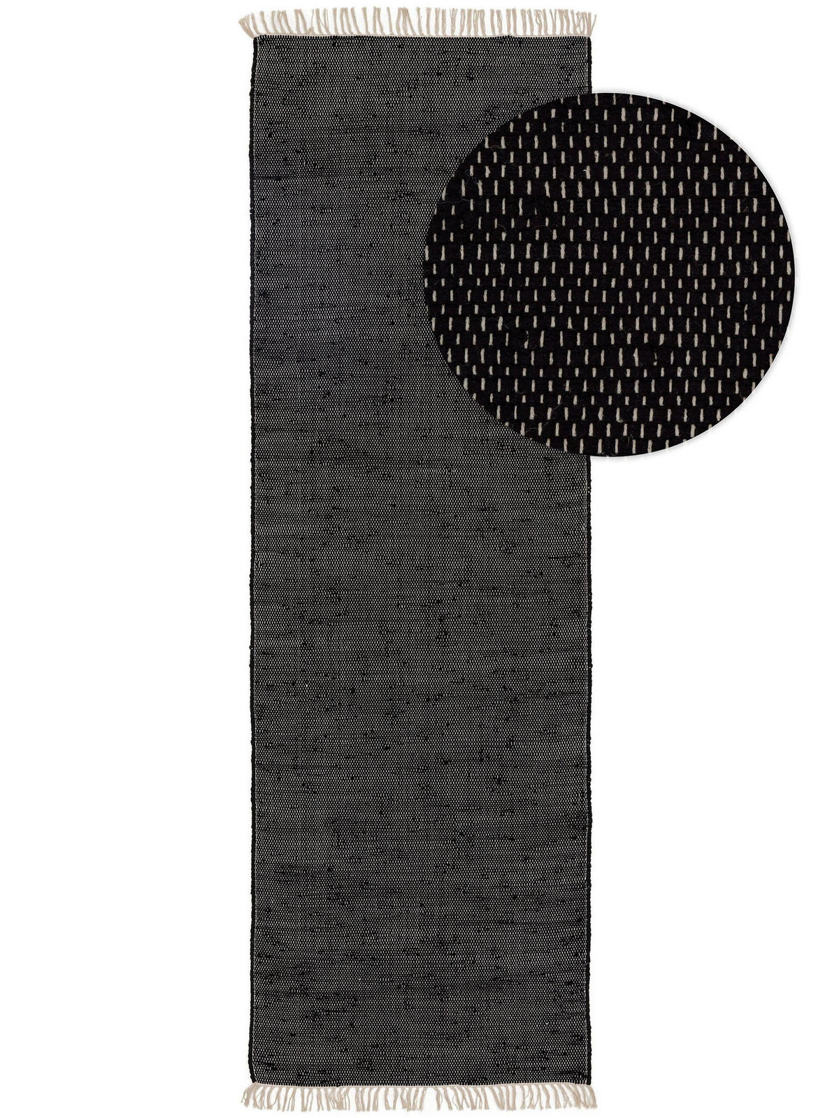 TEPPICH aus recyceltem Material Tom Schwarz 70x200 cm - Schwarz, Textil (70/200cm) - benuta Pop
