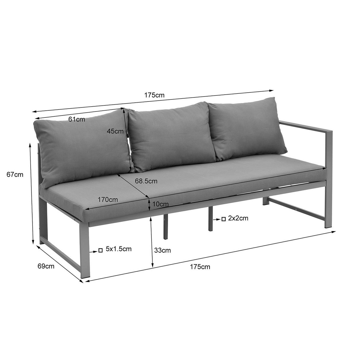 DINING-LOUNGESET - 6-teilig - Eisen / Polyester - Taupe, Textil/Metall - home24