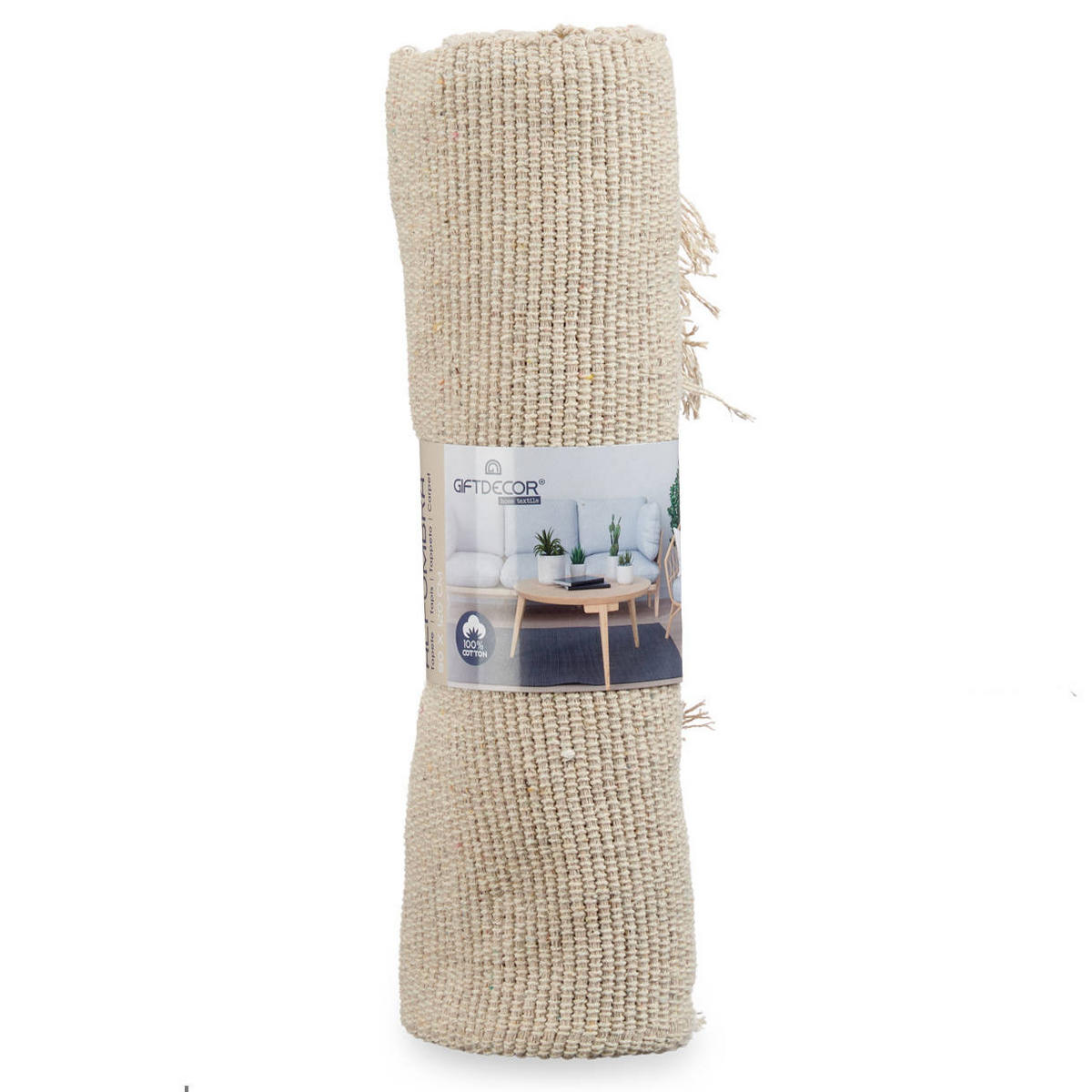 WEBTEPPICH 80/120 cm - Beige, Naturmaterialien (80/120cm) - Giftdecor