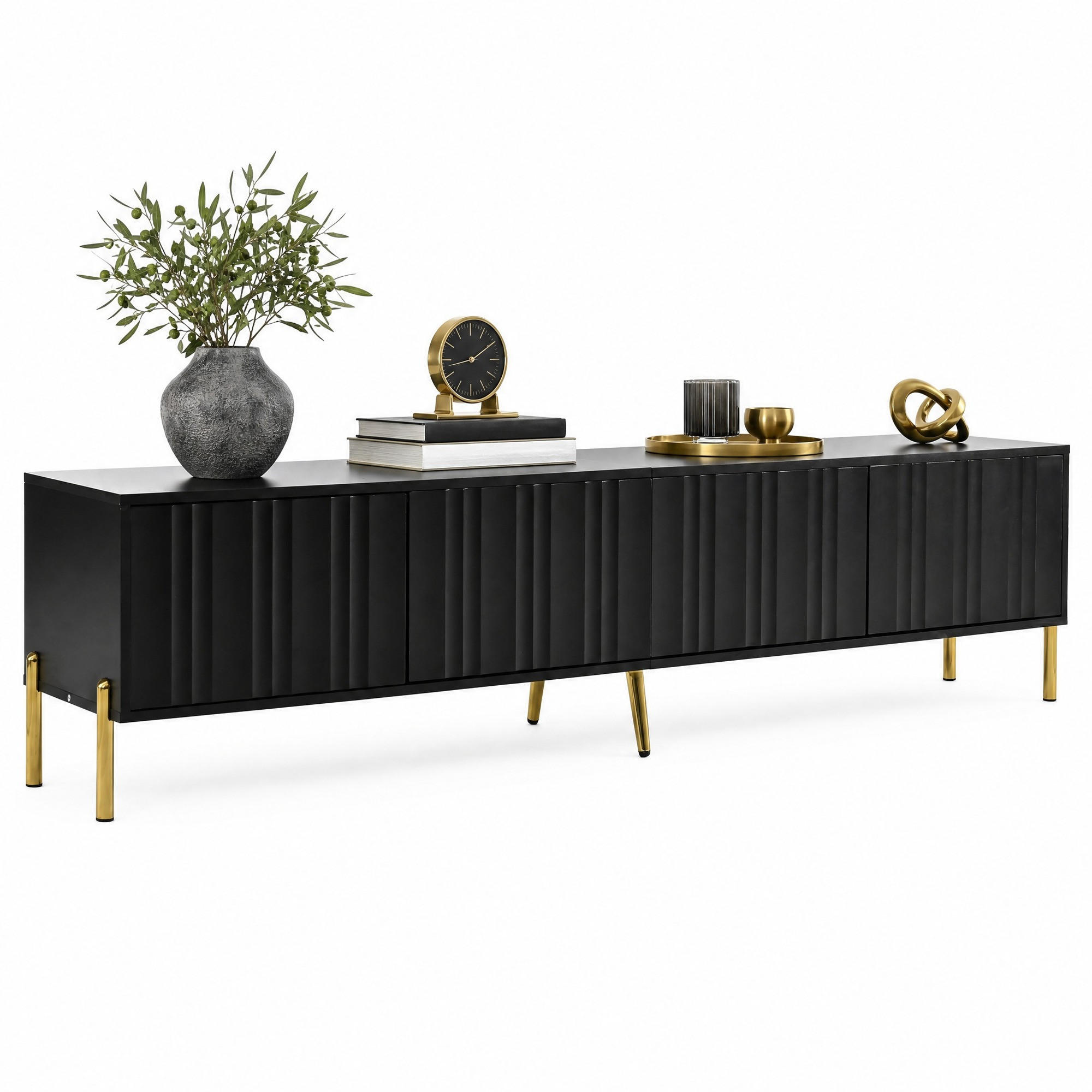 Beauniv Tv-Schrank Schwarz 38x48x190 cm