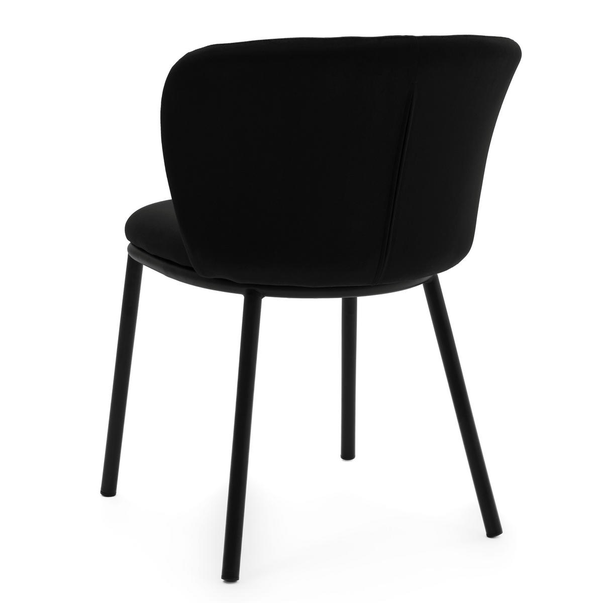 STUHL BARI gepolsterter mit Steppung - schwarz - Samt Velour - Schwarz, Textil/Metall (54/81/57cm) - NEW HOME