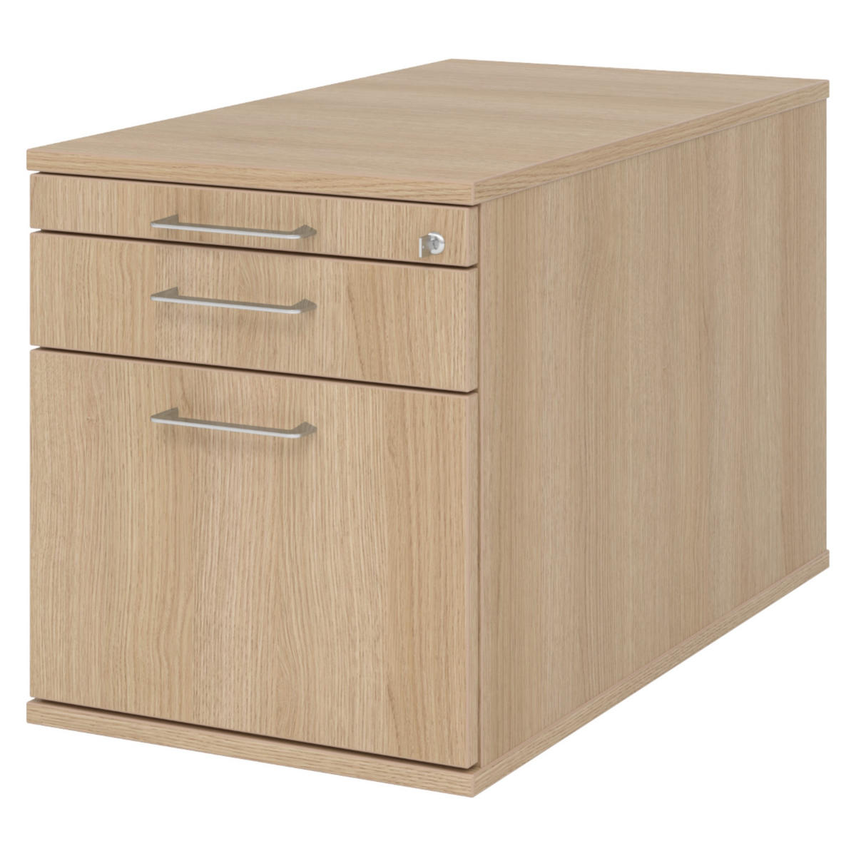 ROLLCONTAINER - mit Hängeregistratur 80/42,8/51,2 cm in Eichefarben Bügelgriff (Metall) - Eichefarben, Holzwerkstoff (42.8/51.2/80cm) - bümö