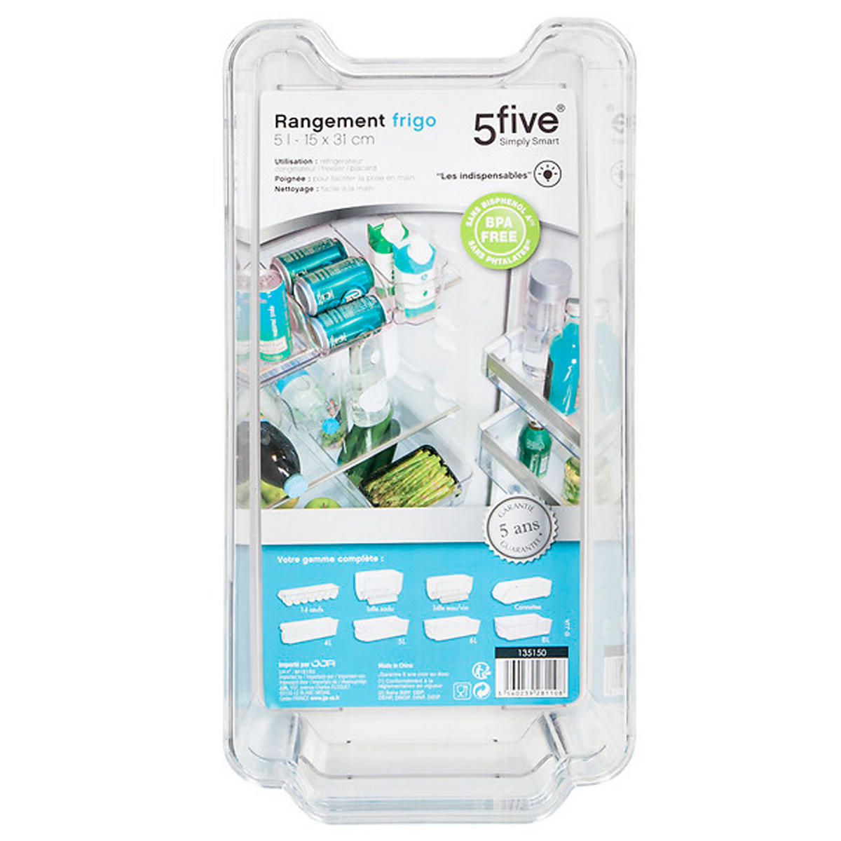 KÜHLSCHRANK-AUFBEWAHRUNGSBOX Smart Fridge, PET-Kunststoff, Transparent, 5 L - Transparent, Kunststoff (15.6/8.8/31.5cm) - 5five Simply Smart