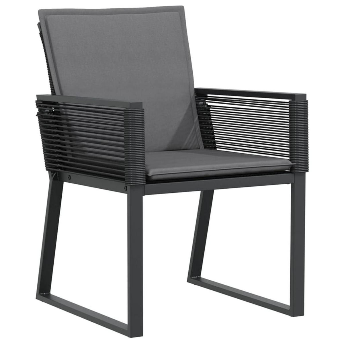 GARTENSTÜHLE Mit Kissen 4er Set Schwarz Poly Rattan - Schwarz, Kunststoff (53/79/59cm) - vidaXL
