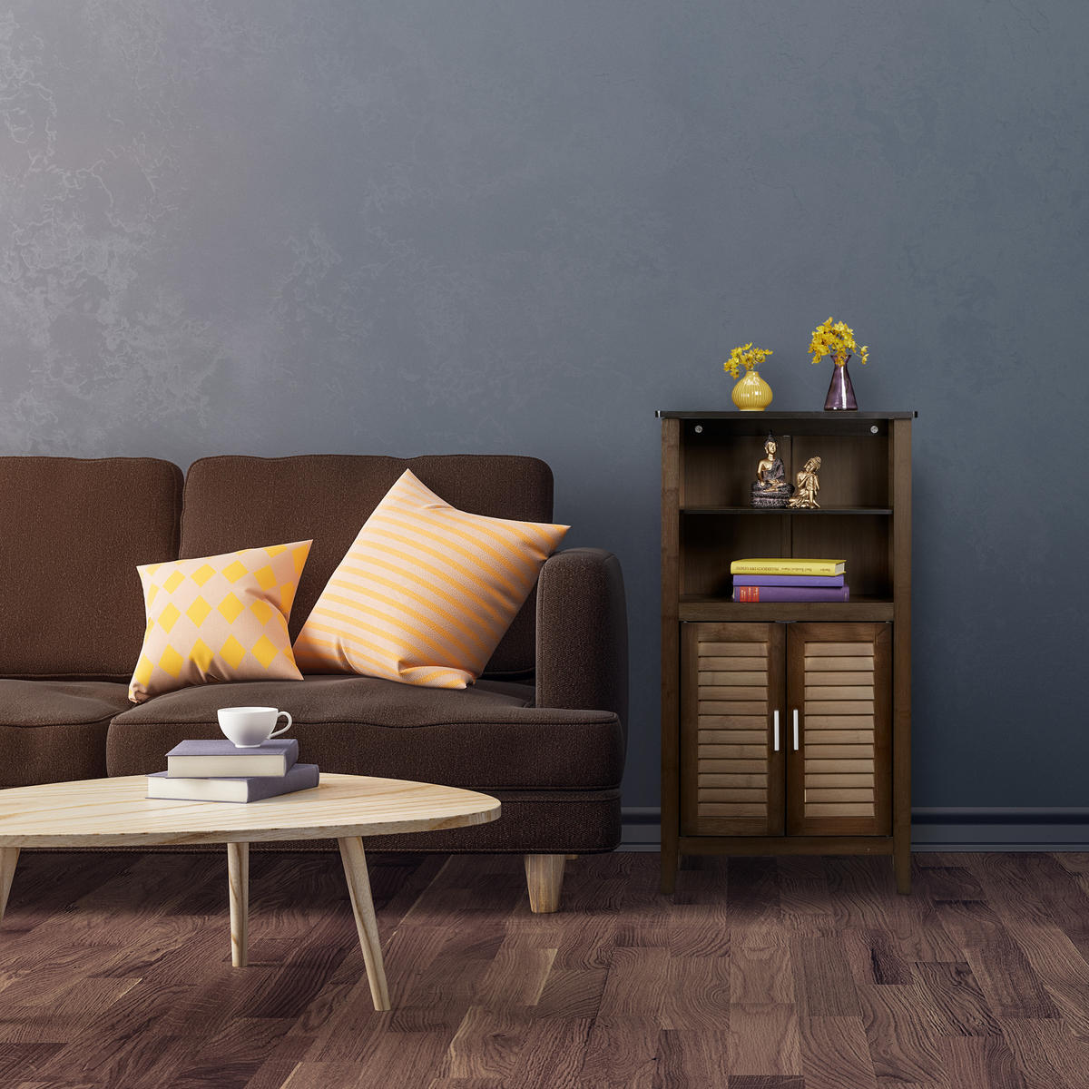 KÚPEĽŇOVÁ skriňa - tmavohnedá, drevo (25.5/92/50cm) - Relaxdays