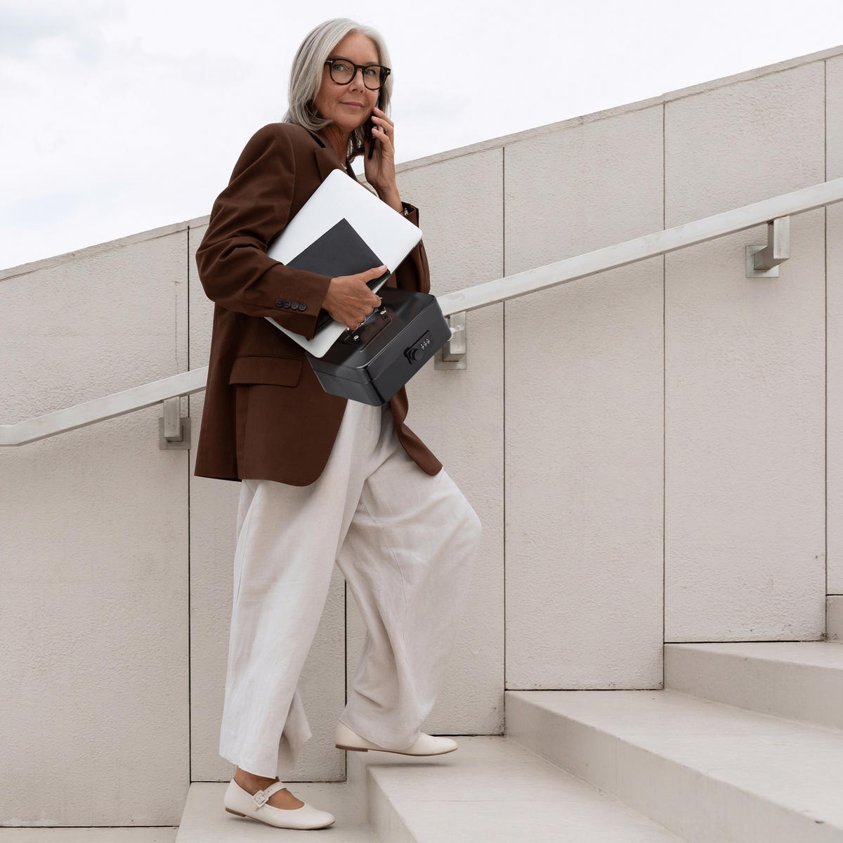 POKLADŇA - biela, kov/plast (20/8.5/17cm) - Relaxdays