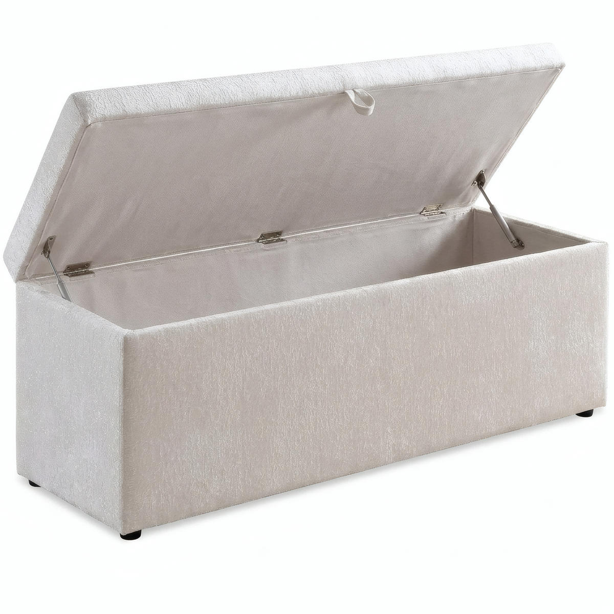 BETTBANK PORTO 140/43/43 cm, Beige, Aufklappbar, mit Stauraum - Beige/Schwarz, Holz/Kunststoff (140/43/43cm) - Consilio Concept